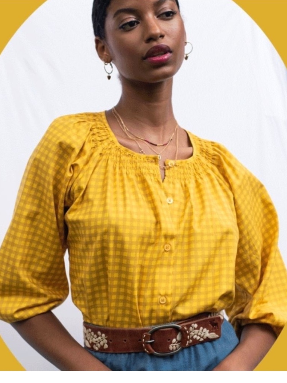 Tucker The Classic Blouse Lemon Gingham M